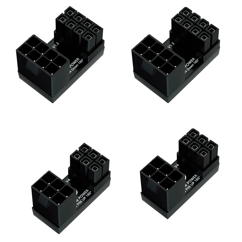Graphics Card Power Supply Adapter Elbow 180°, GPU PSU Steering Connector PCI-E 6Pin 8Pin Rotating Wiring Artifact Solution