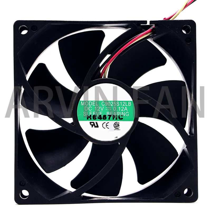 92mm 12V Mute Case Cooling Fan C9025S12LB 12V 0.12A 9025 PC Cooler 92X92X25mm