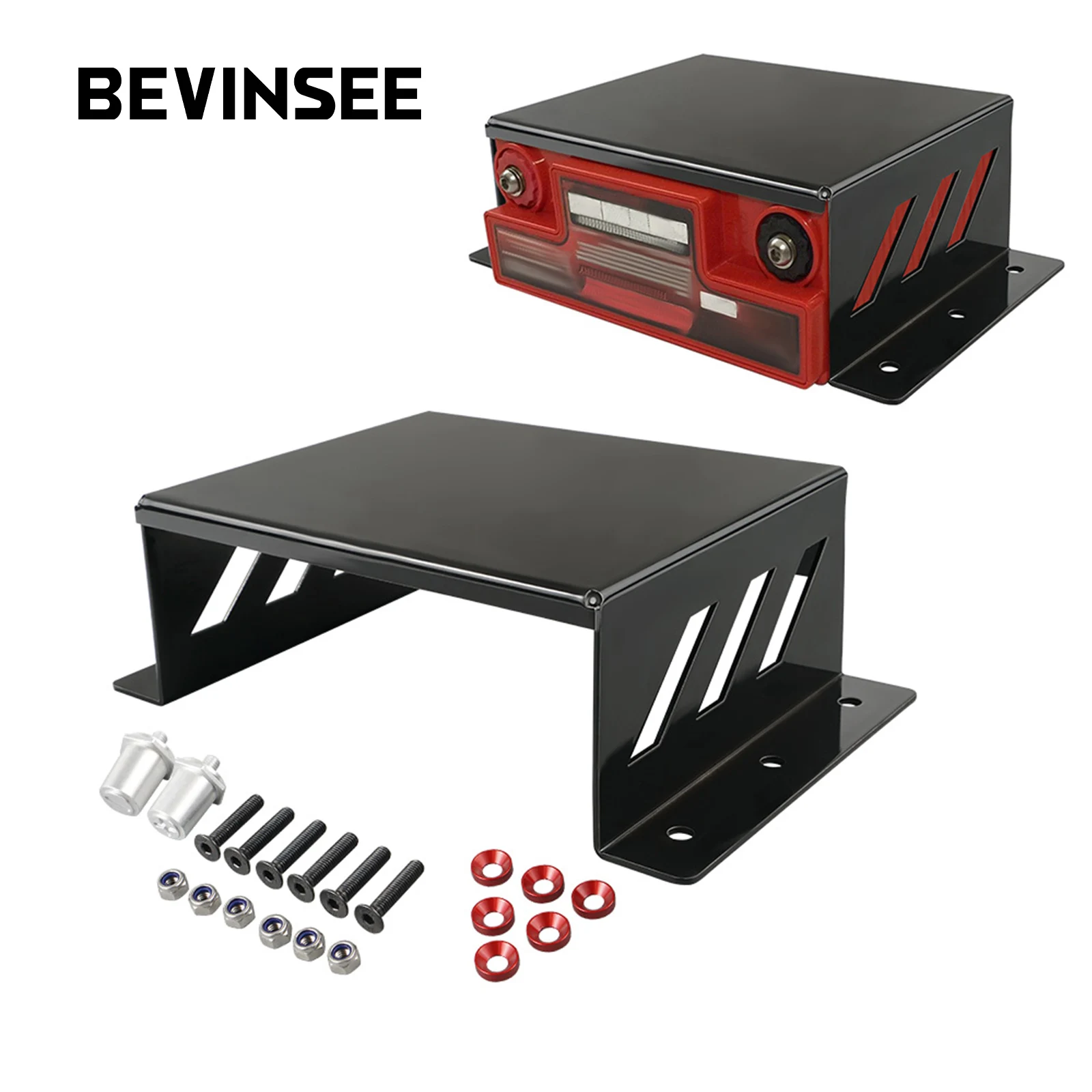 BEVINSEE Universal Battery Hold Down Tray Box Mounting Bracket  Bracket Kit For Odyssey PC680  for Truck Boats ATV UTV Car Parts