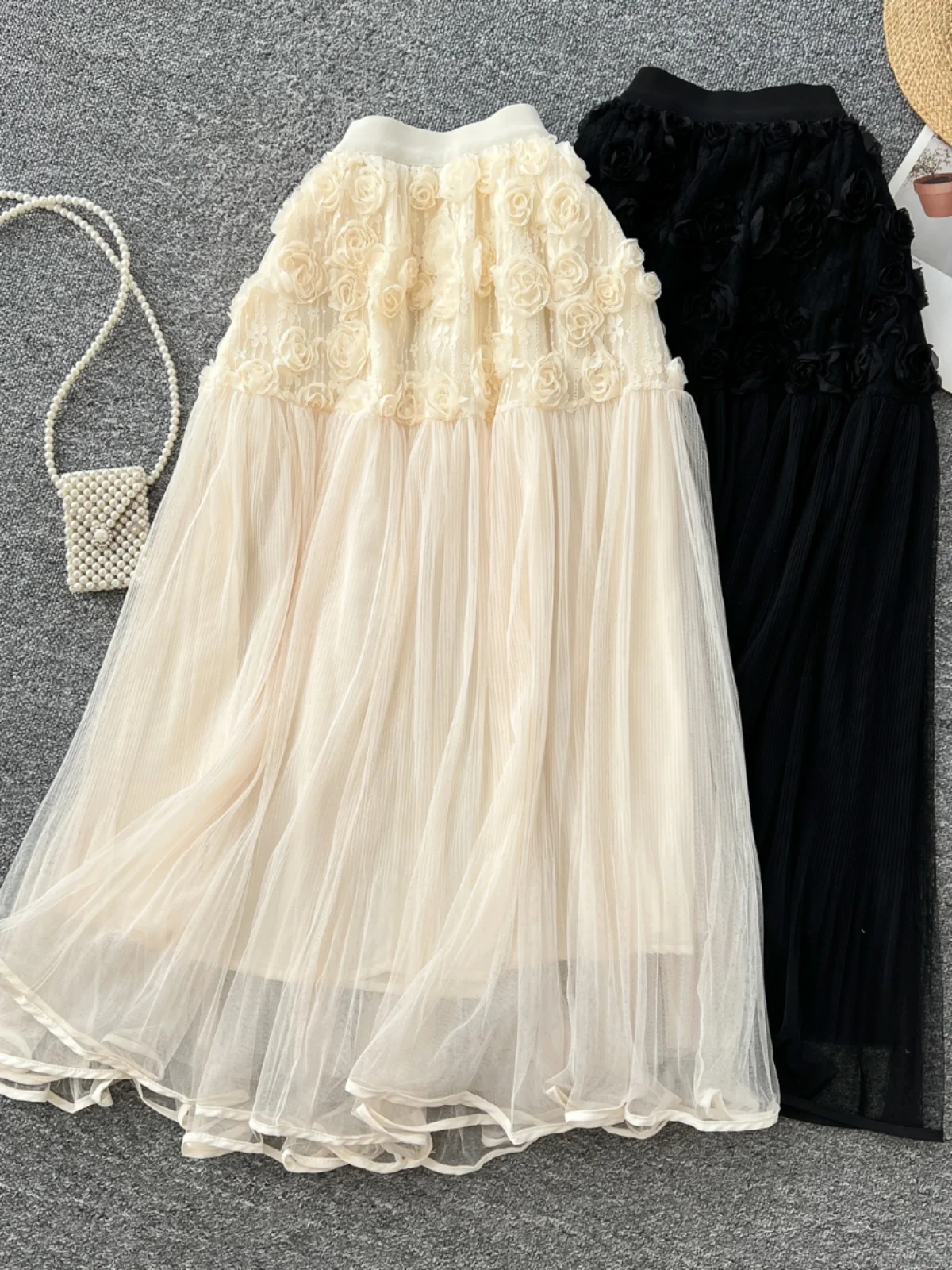 Ele High Waist Me f Skirt with 3D Flower Design for Women Spring Faion 2025 A-Line Silhouette Commute Sle