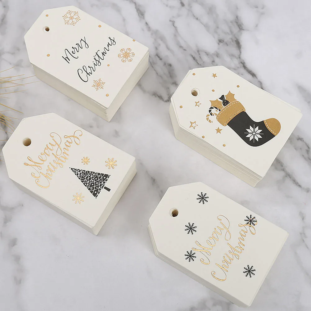 

200pcs Gift Box Cards Gift Tags Merry Xmas Label Cards Labels for Presents Xmas Wrapping Eco Practical Use Paper
