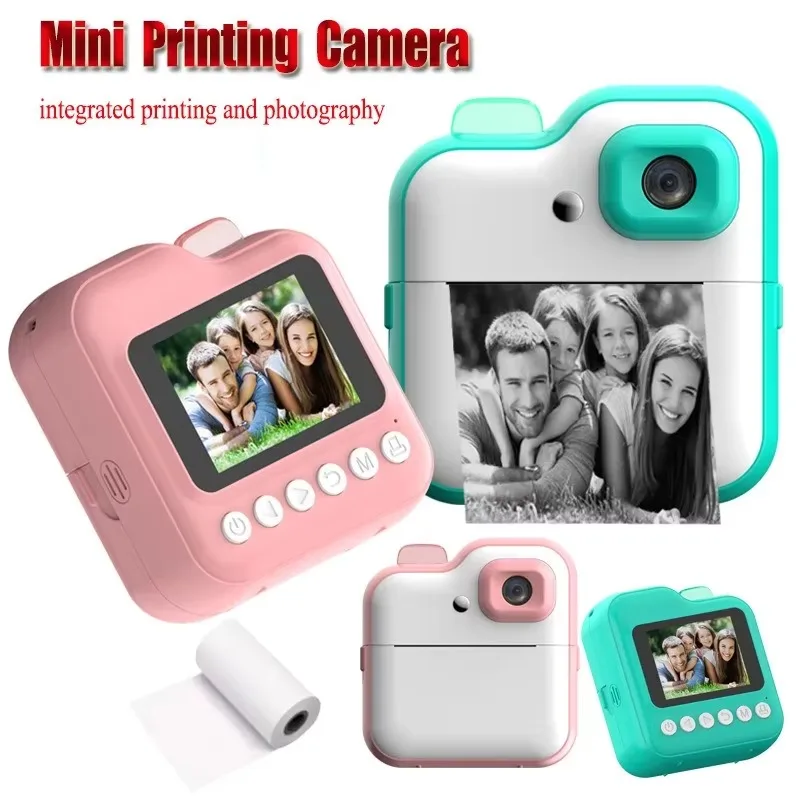 Kids Instant Print Digital Camera with 32GB Card No Ink Printing Educational Toy Mini Video Camera Gift for Children