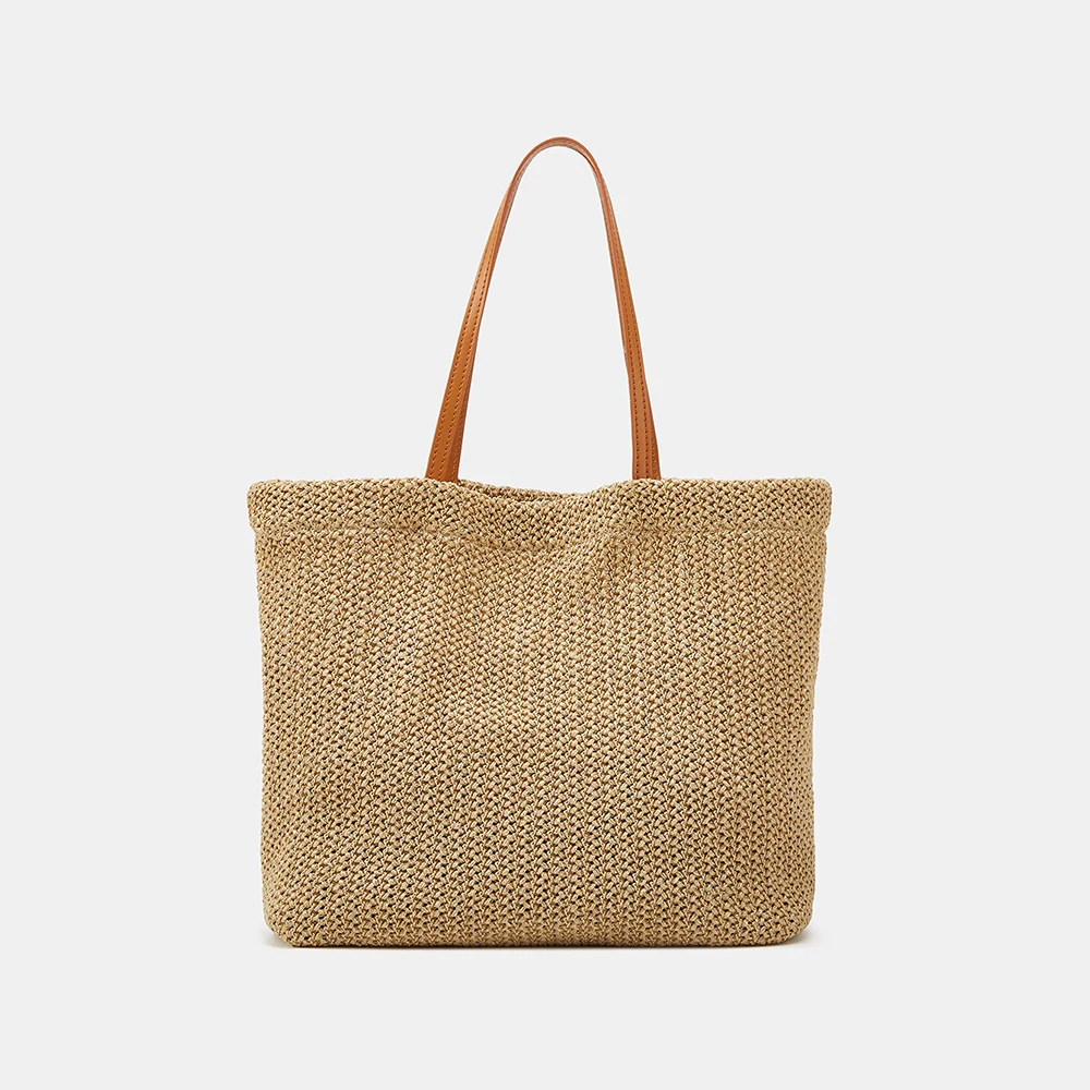 Totes Women Straw Plain  Large Capacity Light Protable Shoulder Bag Summer