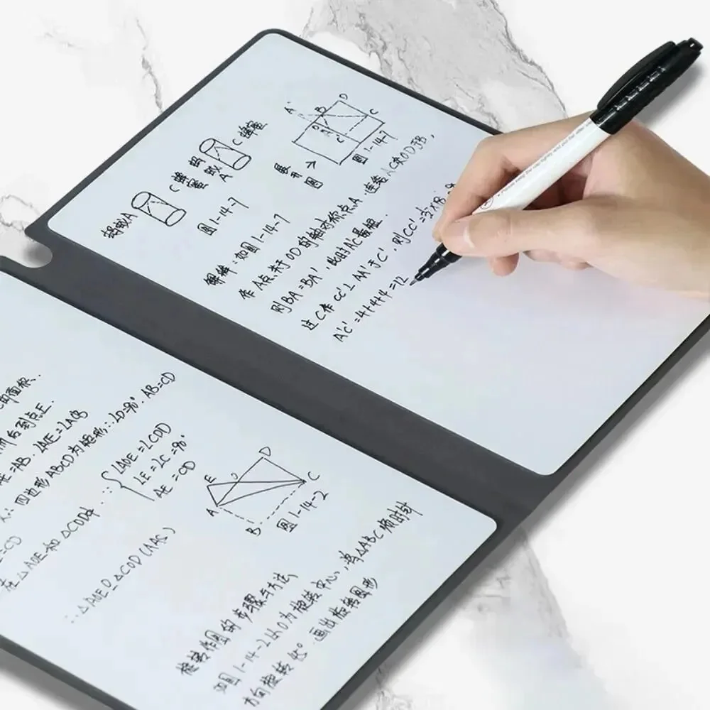 A5 Reusable Whiteboard Notebook Set With Whiteboard Pen Erasing Cloth Leather Memo Pad Weekly Planner Portable Stylish Office