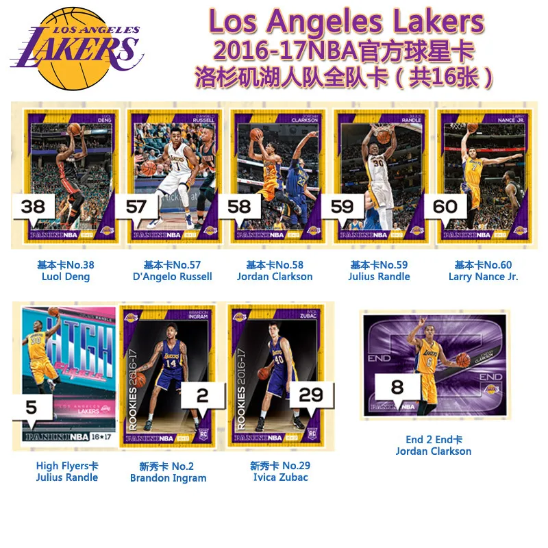 Panini 2016-17 Official NBA Trading Cards Complete Team Collection Limited Edition Los Angeles Lakers Los Angeles Clippers view 5