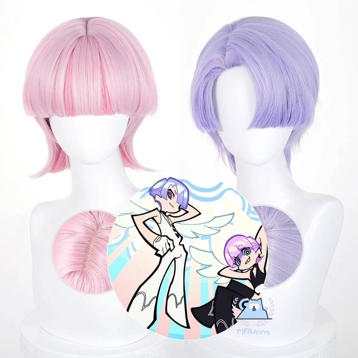 

Panty Stocking with Garterbelt Polyester Cosplay Wig Polyurethane Cosplay Wig Blue Pink Hair For Hallowmas Party