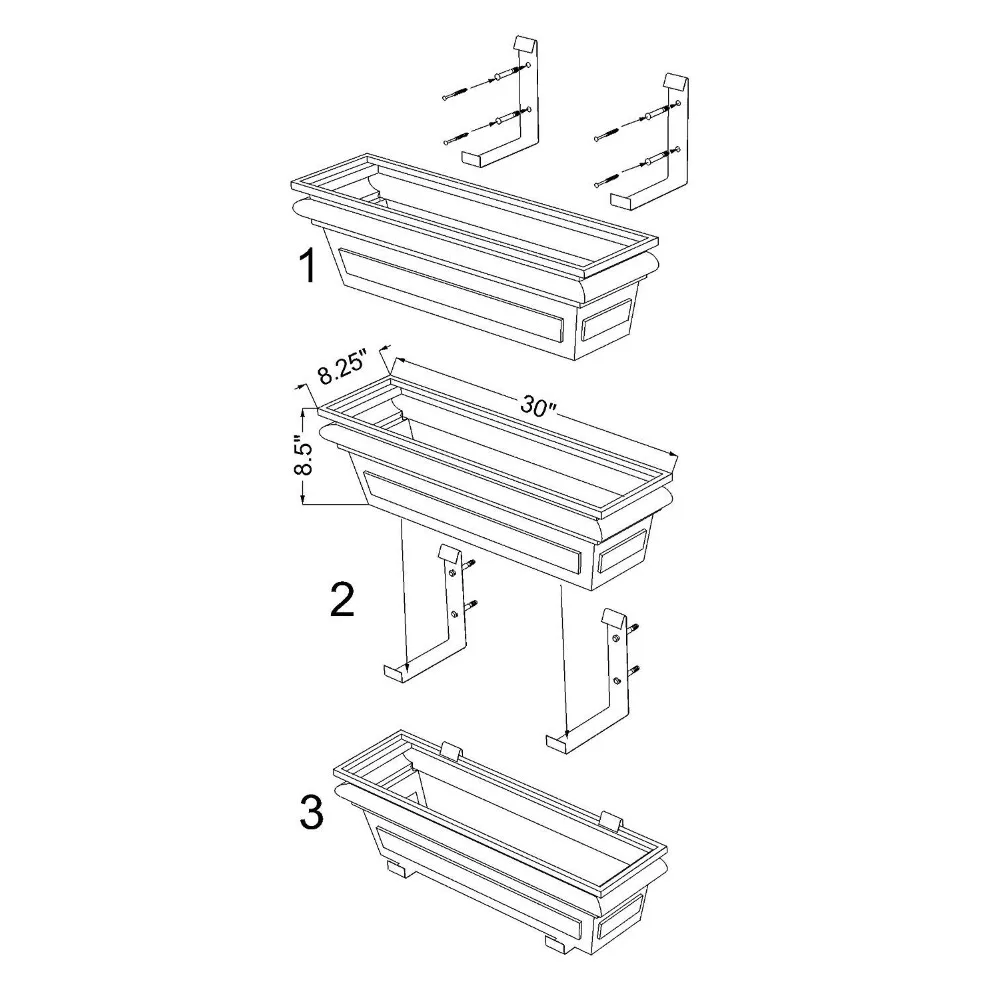 Window Planter Box Copper Flower Outdoor Plant Container for Windows Attach to House Deck Balcony Long Rectangular Shape 30 Inch