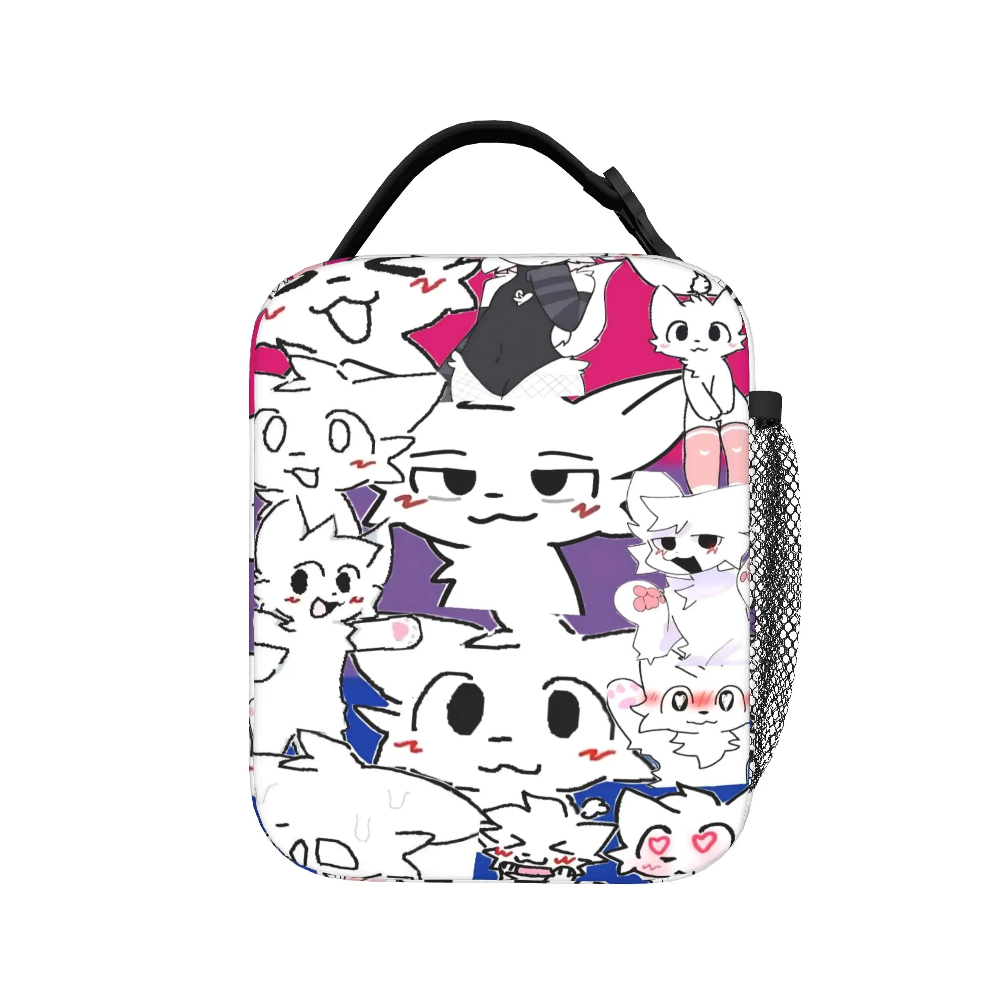 Boykisser Silly Cat Insulated Lunch Bag Cooler Bag Reusable,Meal Container Cartoon High Capacity Tote Lunch Box for Men