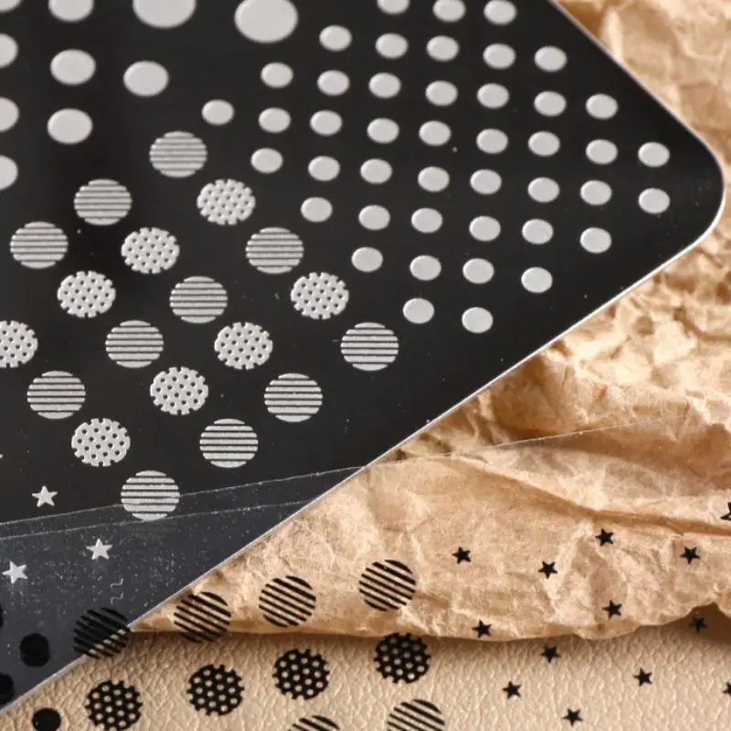 /Vly/Cute Dotting & Strip Lines Nail Art Stamping Plate Stainless Steel Straight Line French Nail Template Print Nail Tools 3D
