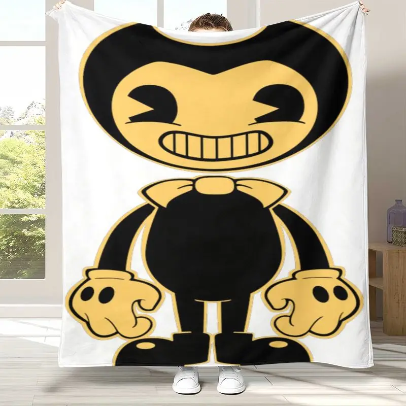 Horror Game B-Bendy Cartoon Soft Flannel Throw Blanket,Cozy Blanket for Bed,Sofa,Living Room,Picnic,Camping,Home Decor