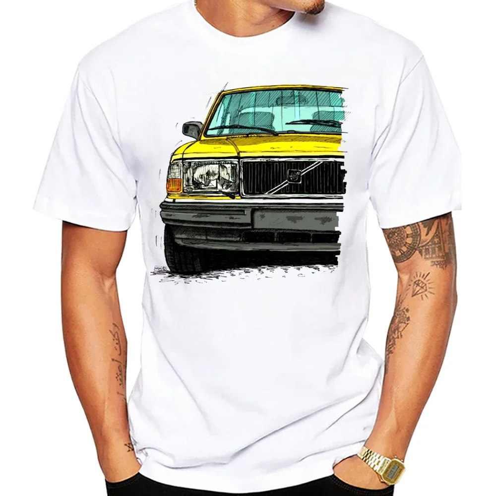 

Old Classic Golden Volvoes 240 90's Model T-Shirt Summer Men Short Sleeve Hip Hop Boy Casual Tshirts Turbo Wagons Car White Tees