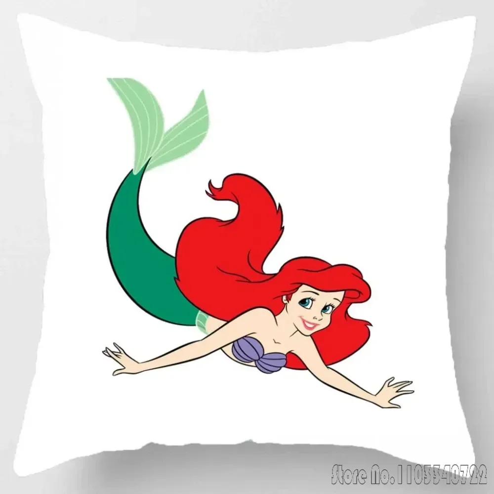 Disney Mermaid Ariel 3D Printed 1Pcs Anime Cushion Cover Plush Pillowcase Pillow Case Sofa Car Home Decor 45x45cm Kids Gift