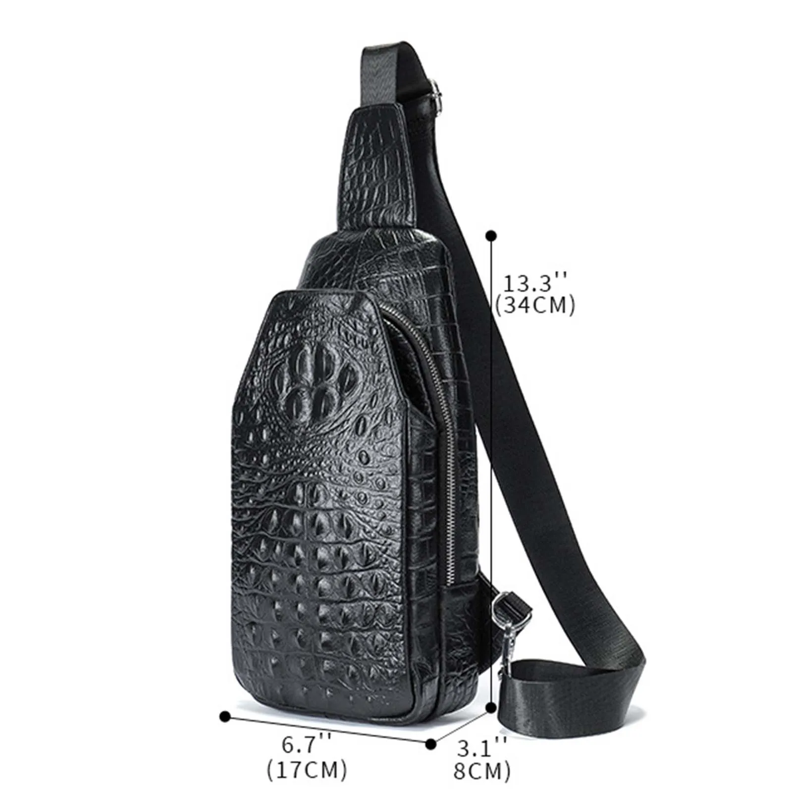 Crocodile-Pattern Embossed Chest Bag Lightweight Hiking Cycling Small Backpack Gift For Birthday Christmas