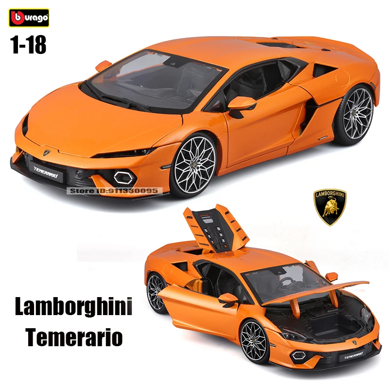 

Bburago 1:18 Lamborghini Temerario, роскошный классический автомобиль из сплава, литье под давлением модель автомобиля, коллекция игрушек, подарок