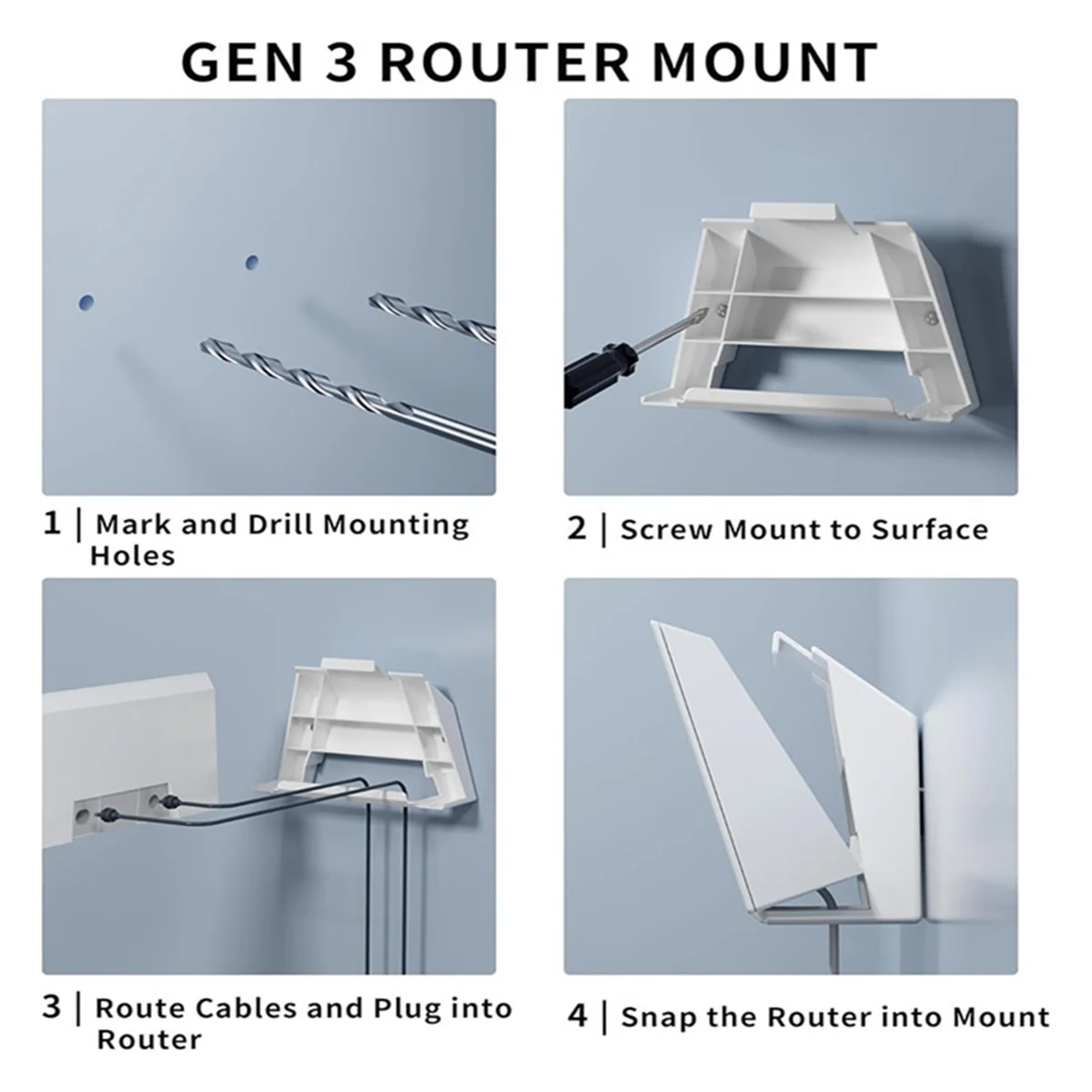 

Wall Mount for Starlink Gen 3 V3 Router and Power Supply, Mounting Bracket, Save Space, Stable Design, Easy to Install