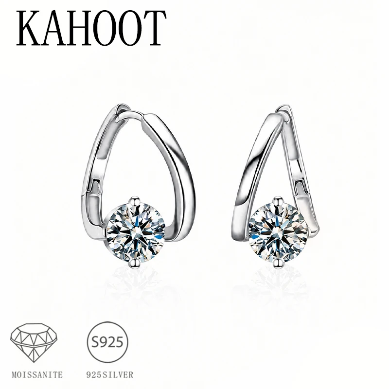 A pair of simple and versatile 925 sterling silver moissanite earrings, irregular design, suitable for both men and women.
