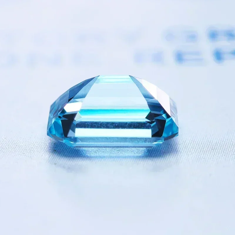 Lab Grown Sapphire Aquamarine Color Emerald Cut Gemstone For Charms DIY Ring Necklace Earrings Materials Selectable Certificate