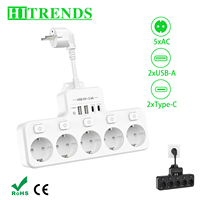 EU KR Plug Power Strip 5-Way AC Outlets with 2 USB 2 Type C Mulit Plug Multicontact Electrical Socket Wall For Home Office
