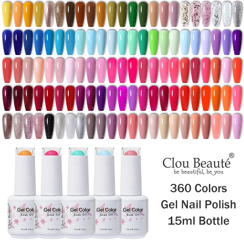 

Clou Beaute 15ml Gel Nail Polishes Pink Nude Red Semi-permanent Hybrid Varnish Solid Nail Gel Varnish UV Gel for Base Top Coat