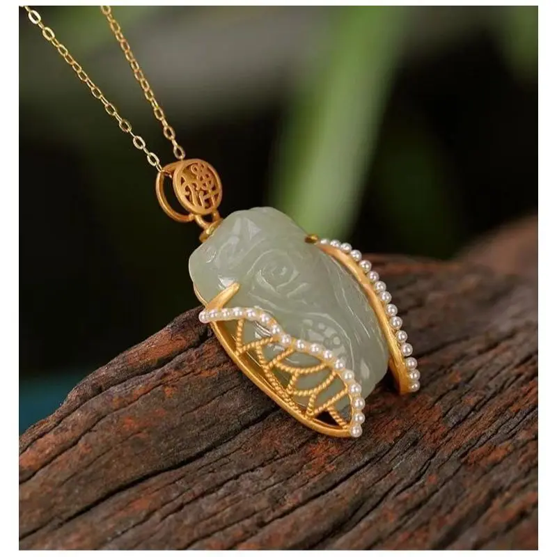 Golden Cicada Bamboo Knot Necklace Female Niche Design, High End New Chinese Pendant Necklace, 520 Gift For Best Friends