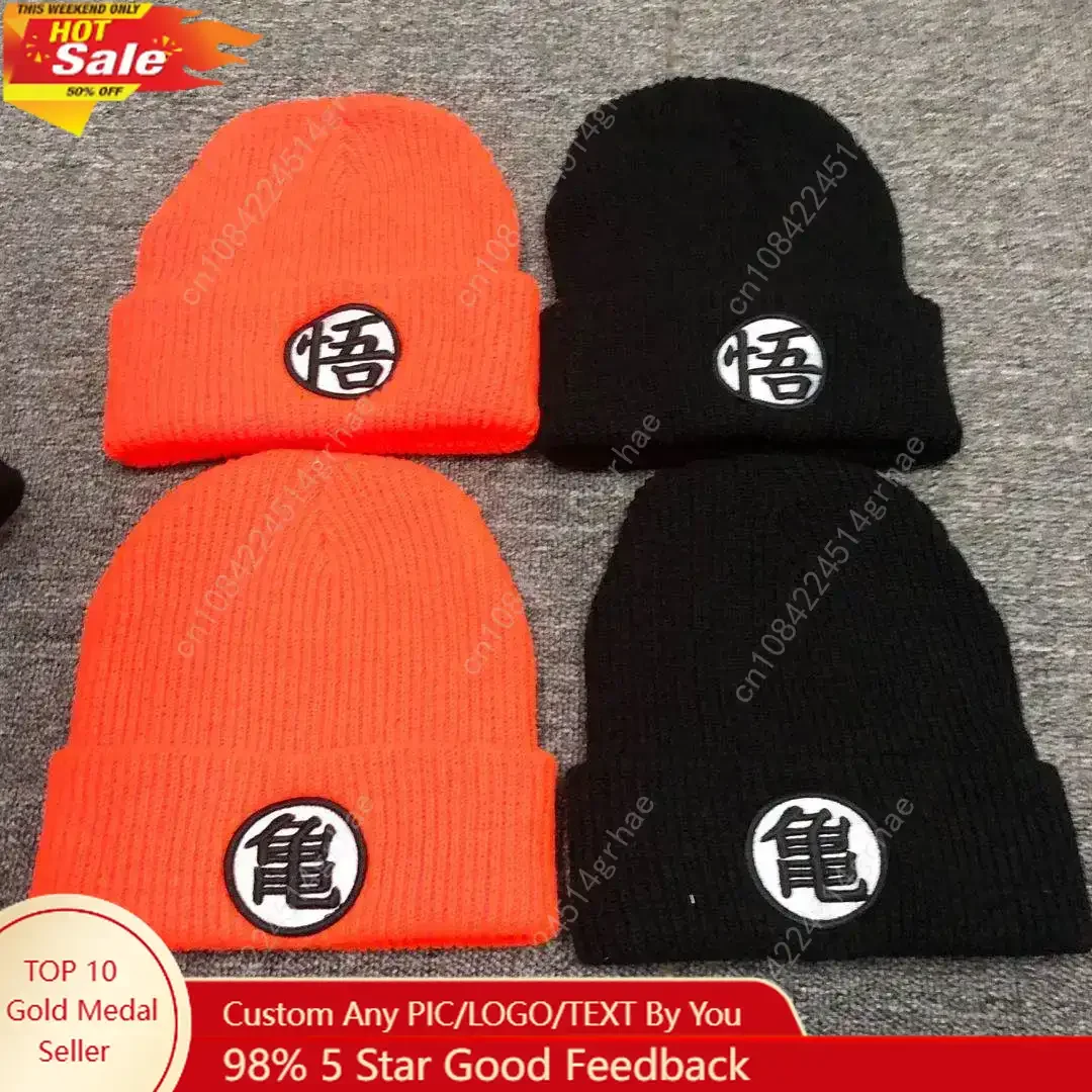 

Anime Cartoon Goku Women Men Knitted Warm Winter Hats For Women Men Solid Hip-hop Casual Cuffed Beanies Bonnet