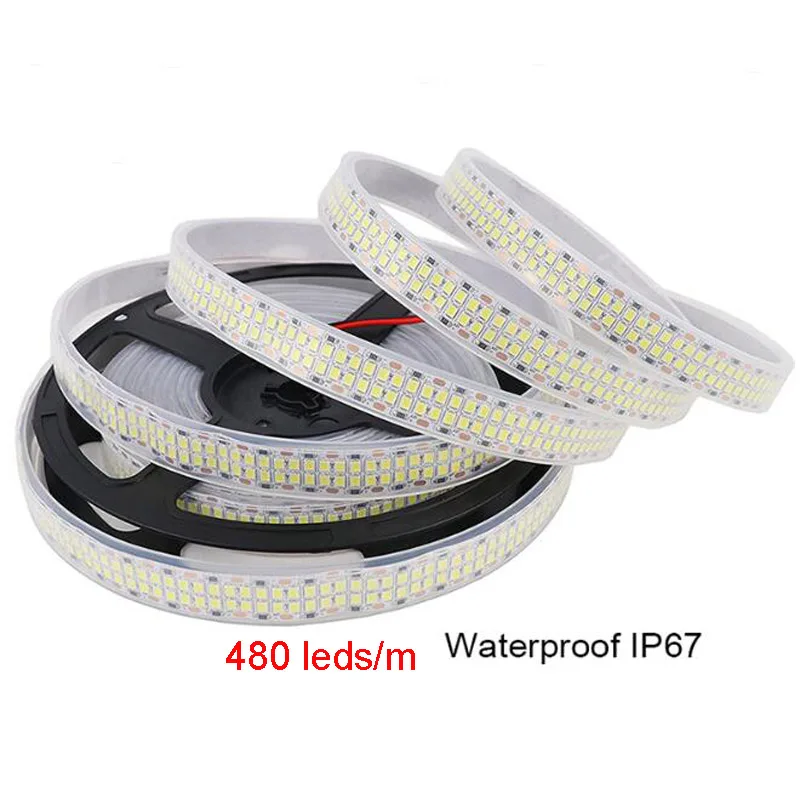 5m wodoodporna elastyczny pasek LED 624 Leds/m 420 Leds/m 480 leds/m 240 led/m 12v 24v 3000k 4000k 6000k LED taśma liniowa IP67 IP30