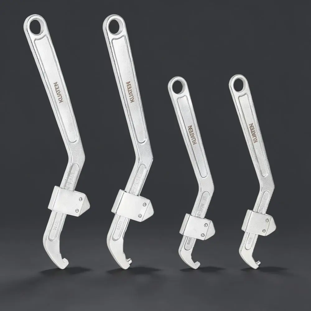 For For KUATEN Half Moon Hook Wrench Adjustable Spanner Round Nut Removal Tool Professional Mechanic Repair Hand Tool Gadget