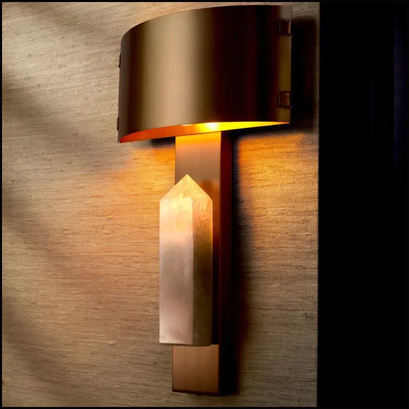

American light luxury post-modern golden marble wall lamp background wall hotel villa project model room wall lamp