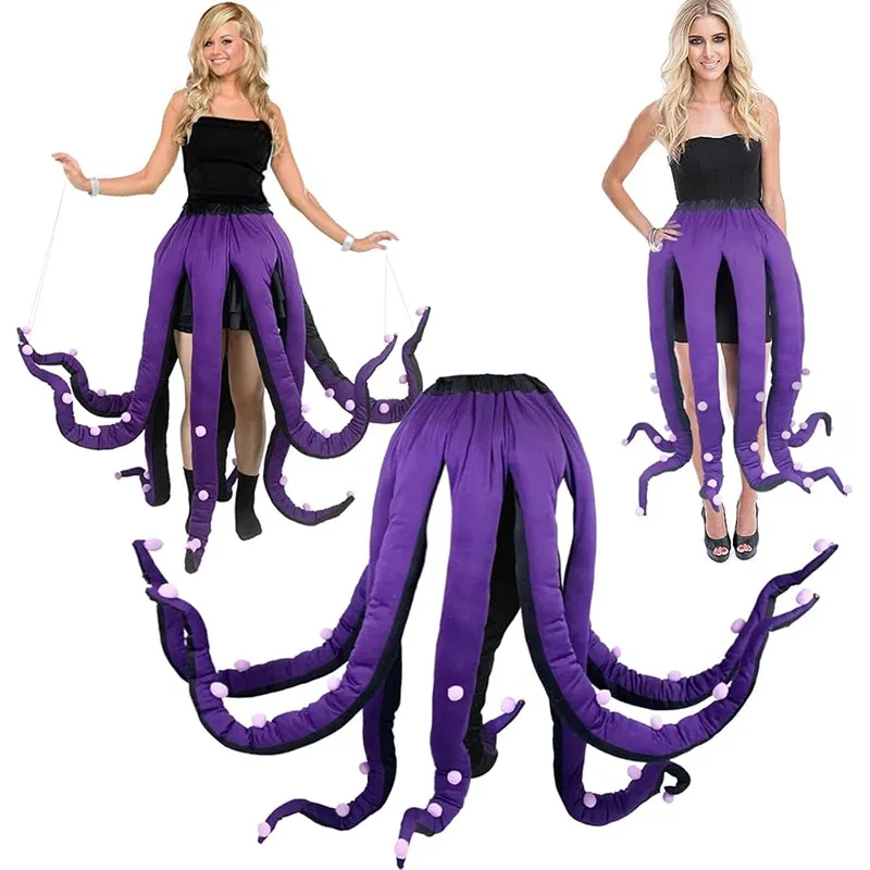 2025 11 Adult Little Mermaid Ursula Cosplay Long Octopus Tentacles Female Sea Witch Costume For Halloween Purim Party Wear