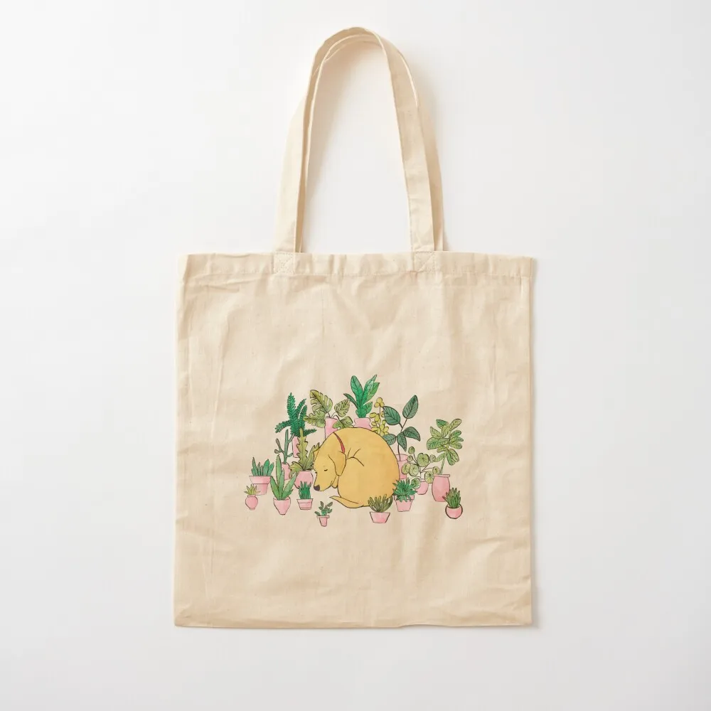 Yellow labrador dreams Tote Bag cute tote bag shopping bags foldable Canvas Tote Bag