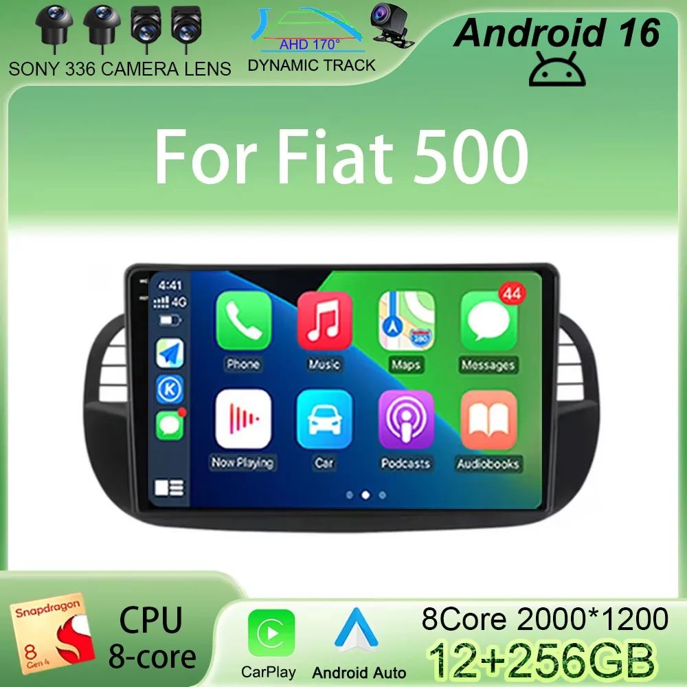 

Автомагнитола Android 16 9'' для Fiat 500 с GPS-навигацией, управлением с руля, мультимедиа, CarPlay, Auto, Bluetooth, Wi-Fi, без DVD