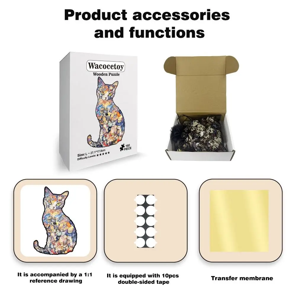 Vintage Morandi-colored Cat-shaped Puzzle Macaron Color Small Cat Puzzle Ornaments Cute Cat Jigsaw Puzzle