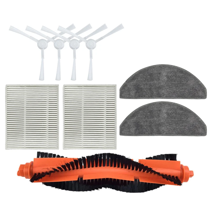 فرشاة رئيسية فرشاة جانبية ممسحة قماش فلتر Hepa لشاومي E10 B112 E12 جهاز آلي لتنظيف الأتربة قطع غيار استبدال الملحقات