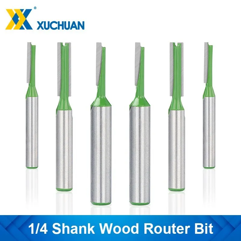 Wood Router Bit 1/4 Shank Straight Bit Milling Cutter Single Double Flute Wood Cutters Carbide Router Bit Woodworking Tool