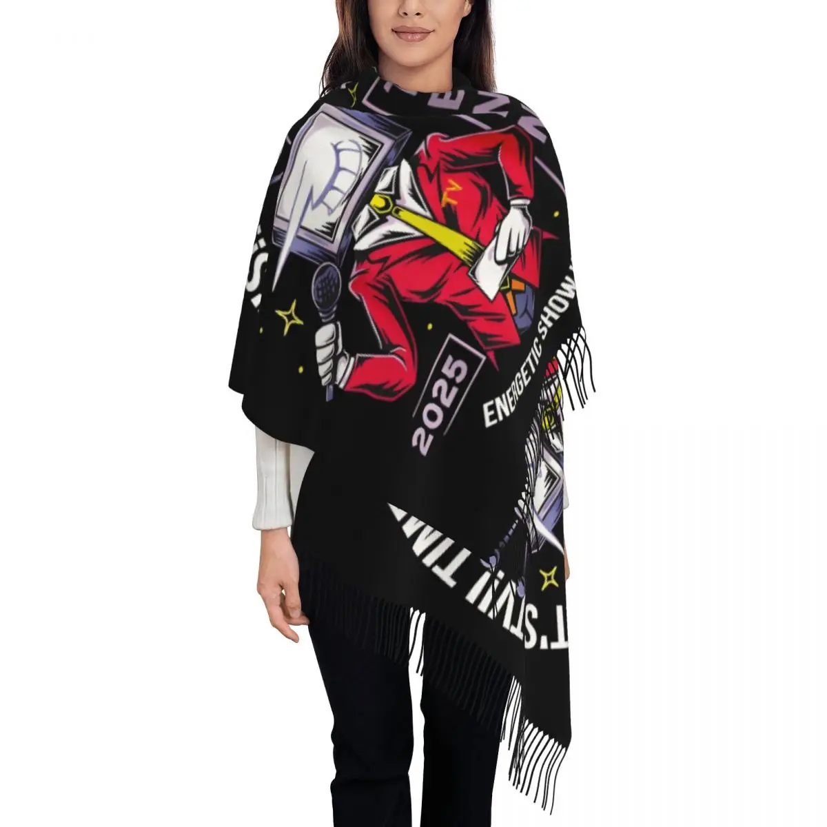 

Индивидуальные женские длинные шарфы с кисточками для компьютерных игр, Deltarunes, женские зимние толстые теплые шаль с кисточками, шарф