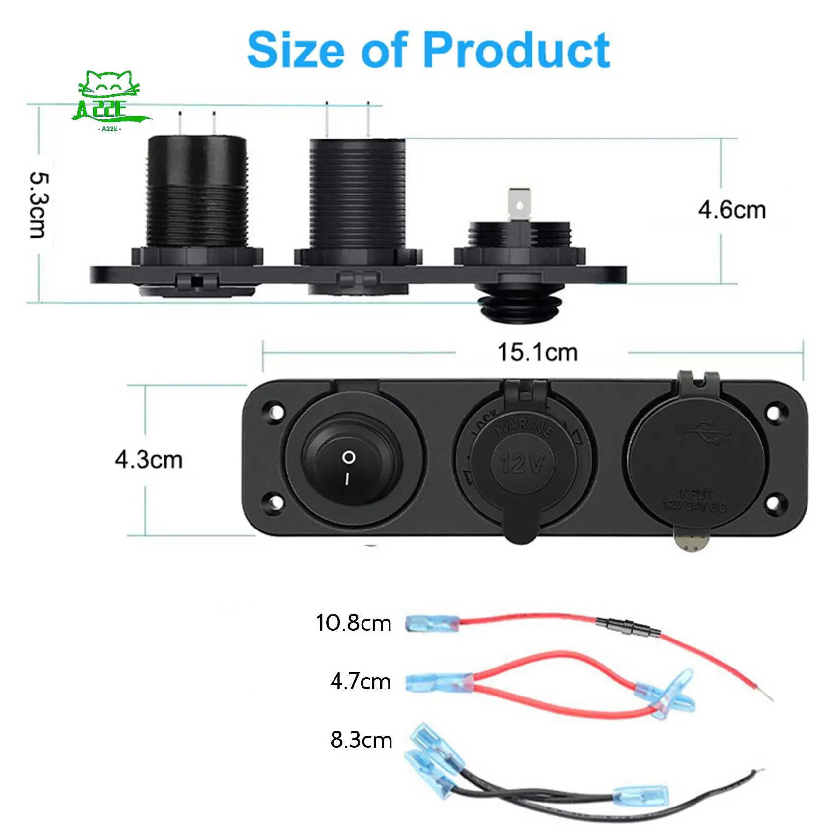 

A22E-розетка прикуривателя 12 В/24 В с кулисным тумблером PD & QC3.0 USB C розетка со светодиодным вольтметром водонепроницаемая для автомобиля лодки