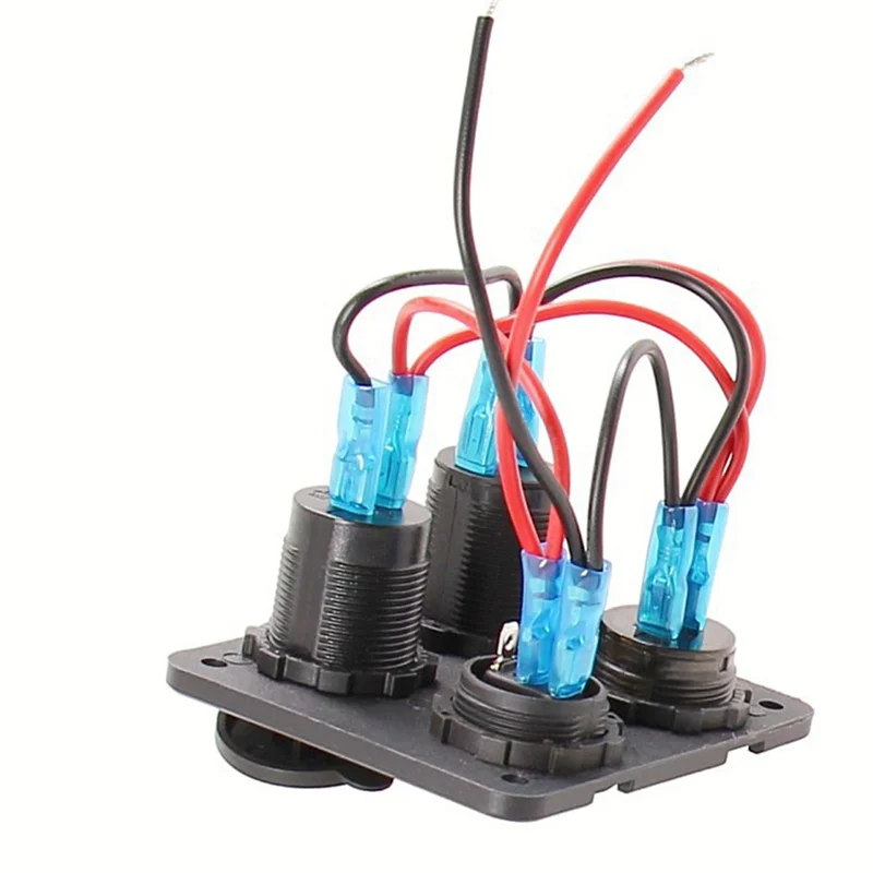 

A99F-Universal Car Yacht 4In1 Panel Socket Smoke Lighter + Dual USB Charger 12V-24V Switch Panel For Car Marine RV Truck