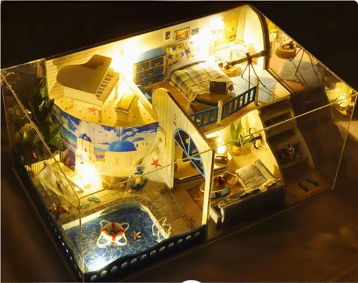 Kit de casa de muñecas en miniatura DIY, bloques de construcción Super World de montaje manual, regalos de cumpleaños de Navidad, Halloween para mujeres