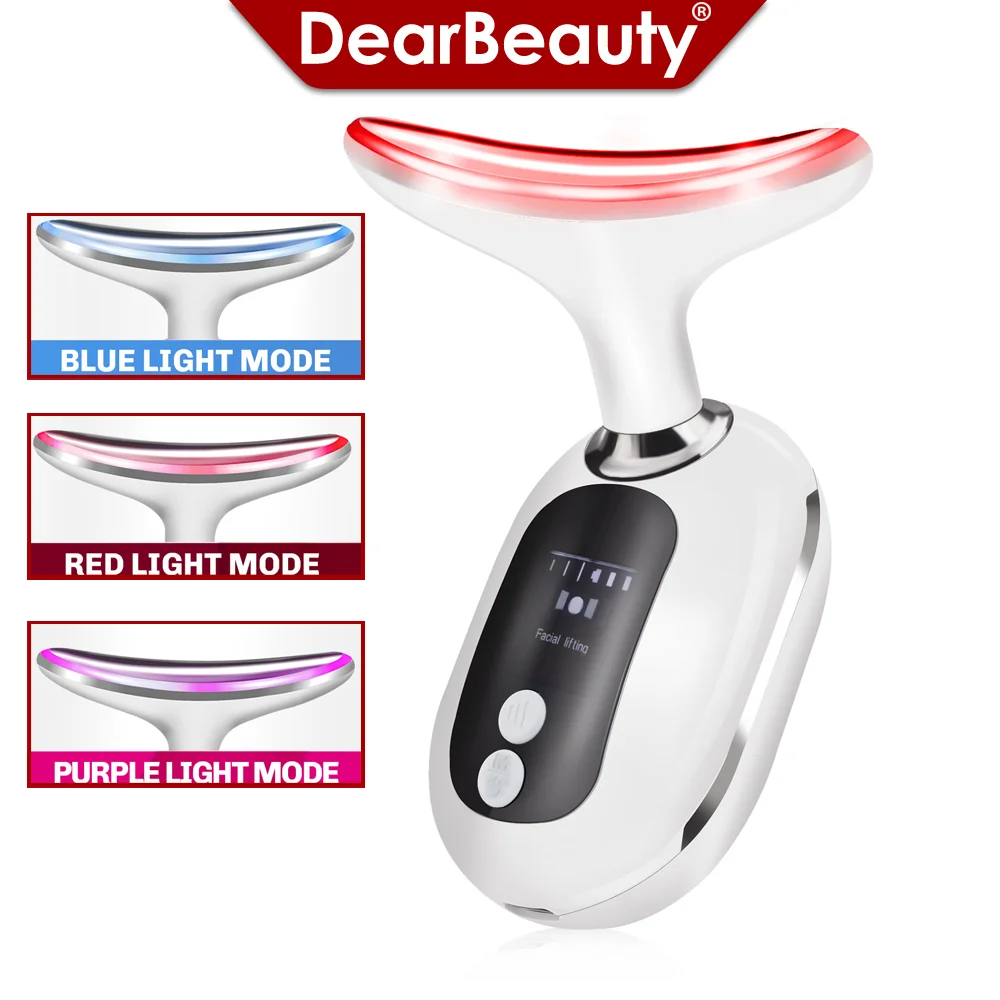 Neck Face Beauty Device EMS Neck Facial Lifting Massager Double Chin Remover Wrinkle Removal LED Light Therapy Skin Lift Tighten