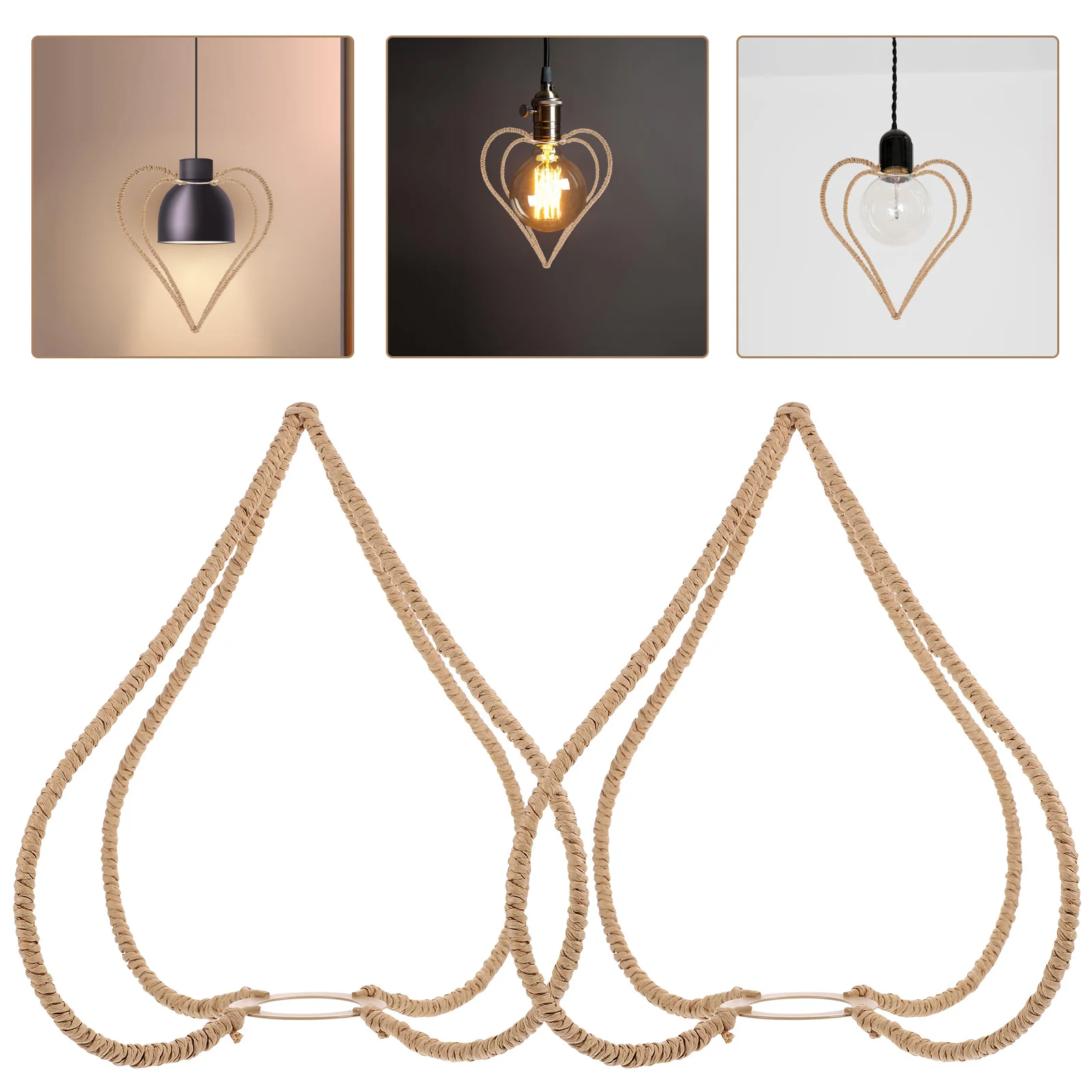 

2pcs Woven Lampshade Rustic Hanging Light Shade Farmhouse Cage Cover For Ceiling Pendant Lamp Home Bar Decor Lighting Vintage