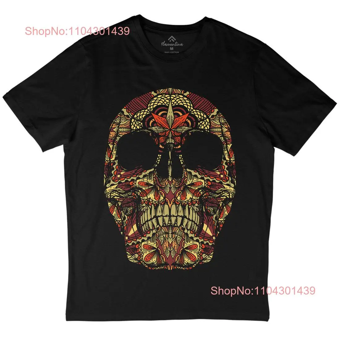 Skull Ornament T Shirt Art Mandala Geometric Boho Colorful Day Death Candy P285 long or short sleeves