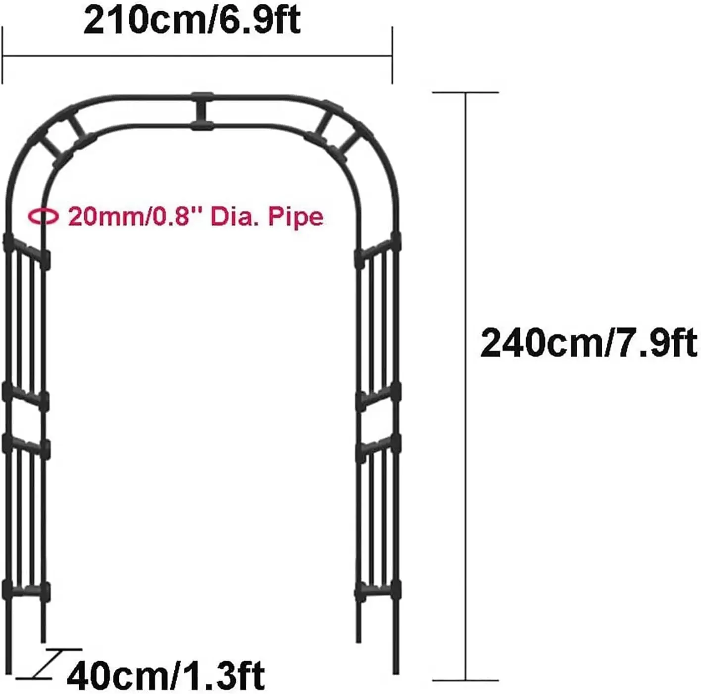 Metal Garden Arches, Wedding Arches, Black Garden Gazebo, Garden Arch Planters for Climbing Plants Party Decorations