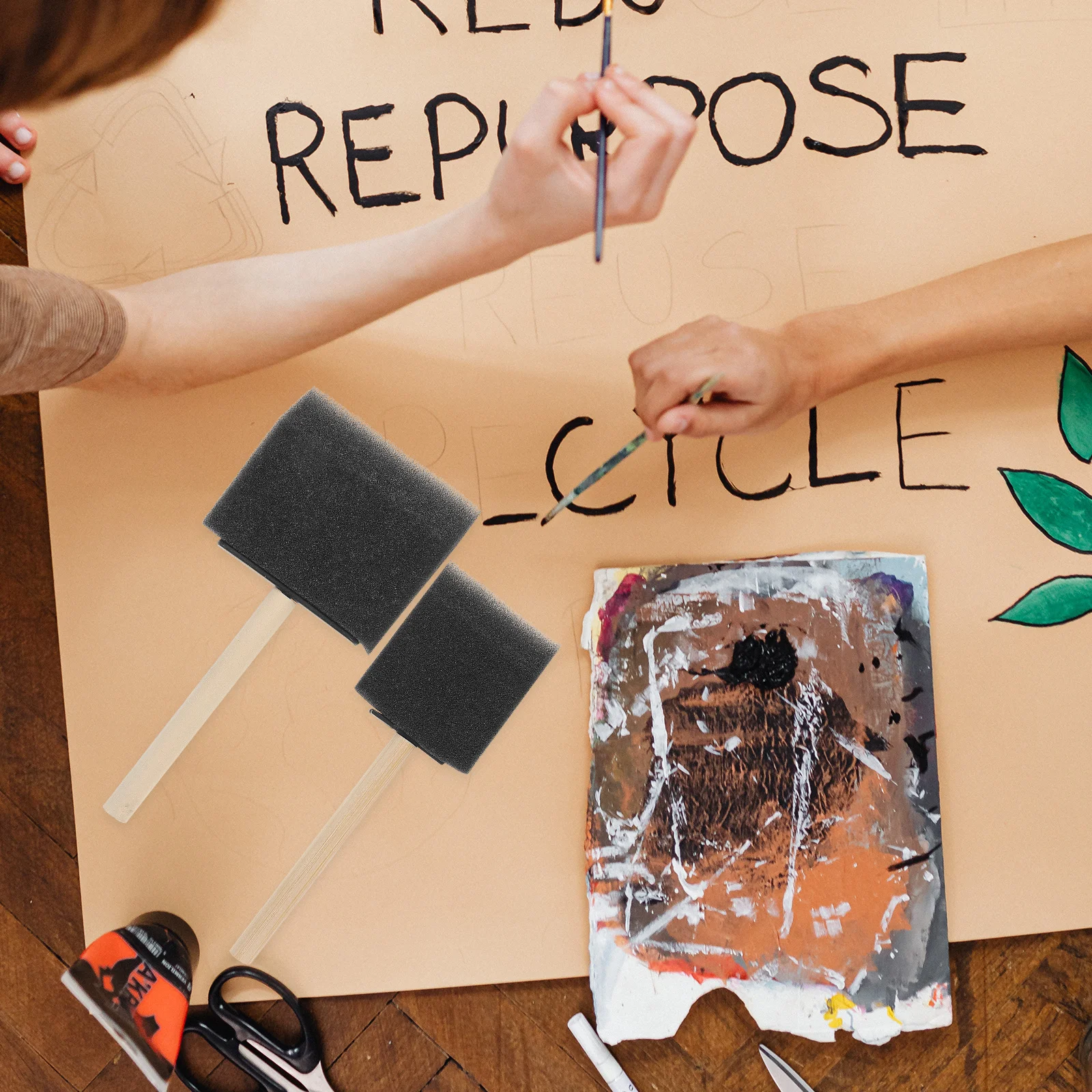 24 قطعة من إسفنجات الرسم الإسفنجية السوداء، أدوات رسم خفيفة الوزن ممتازة للحفلات المدرسية والأنشطة اليدوية الفنية