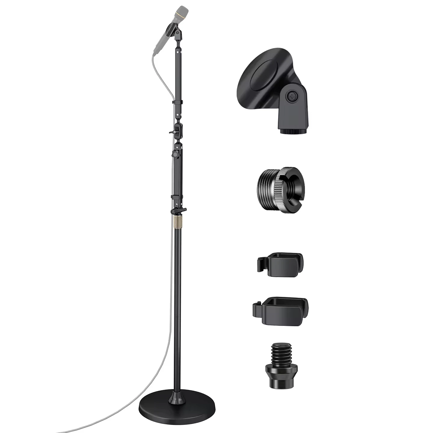 Telescopic Metal Boom Arm Floor-Standing Microphone Stand 360-degree Rotation, Freely Angle Adjustment, Height:149cm-166cm
