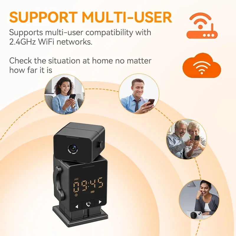 Tuya Smart Life 5MP Robot Shape Cartoon WiFi Long Battery Life Night Vision Remote Control View Record Security Clock Camera