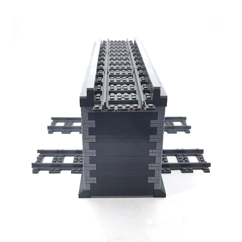 MOC Model Double Arch Bridge The Train Railway Rail Traffic Pathway Building Blocks Bricks Double Level Bridge Toys for Children