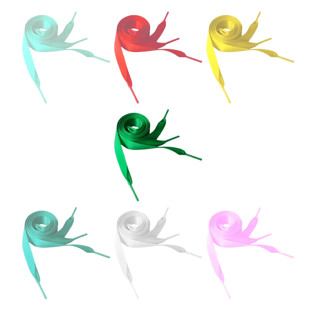 

7Pairs Lace Shoe String Bright Colored Satin Ribbon Shoelaces for Athletic Shoes Casual Footwear Trendy Personality Shoelace Set