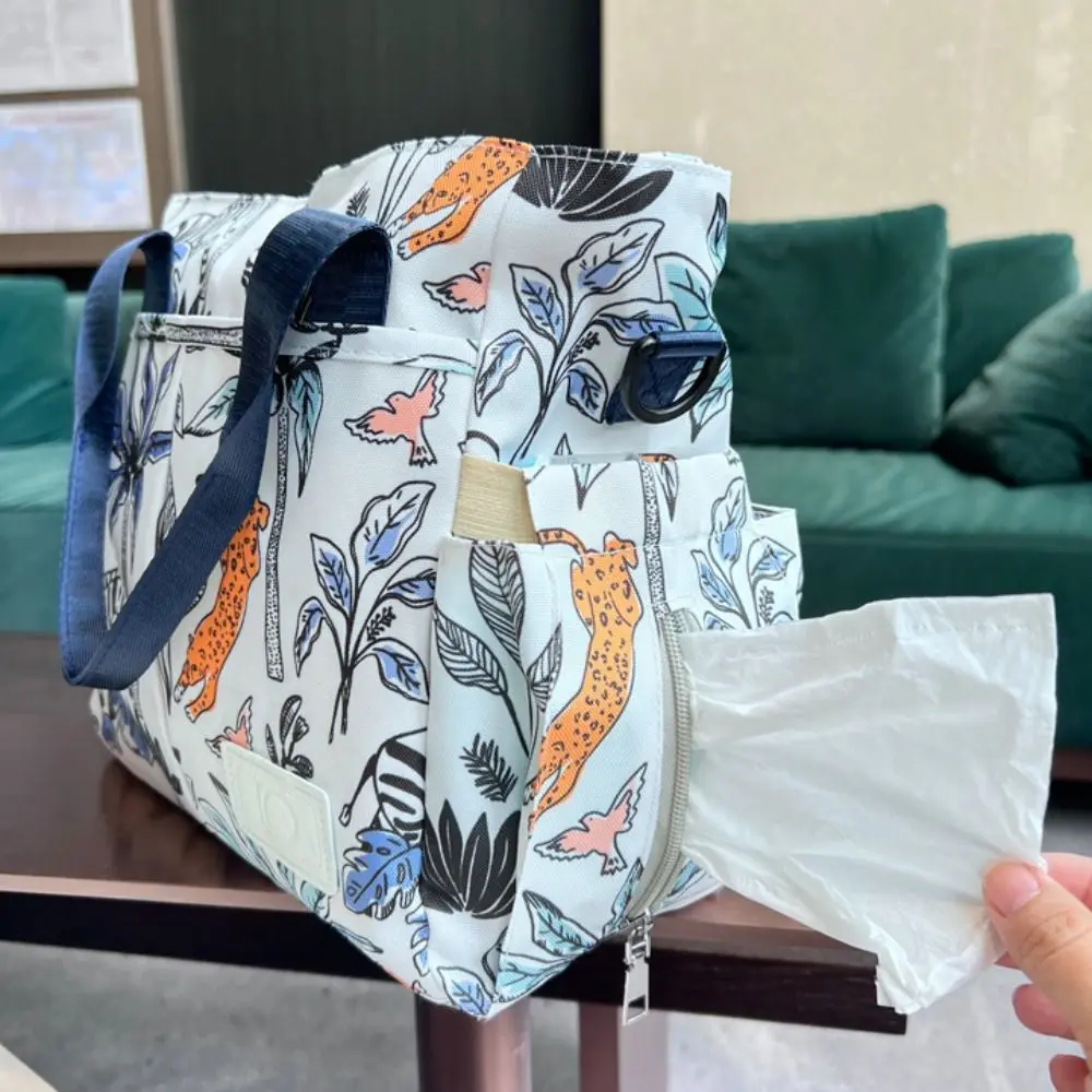 

Portable Waterproof Mommy Handbag Oxford Printing Baby Care Bag Solid Color Large Capacity Nappy Bag For Mom