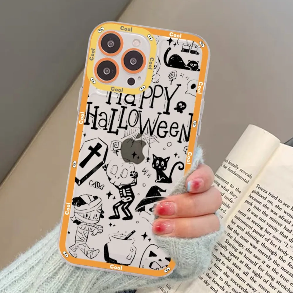 Halloween Mousepad For iPhone 16 15 11 12 13 14 Mini Pro Max XR X XS TPU Clear Case