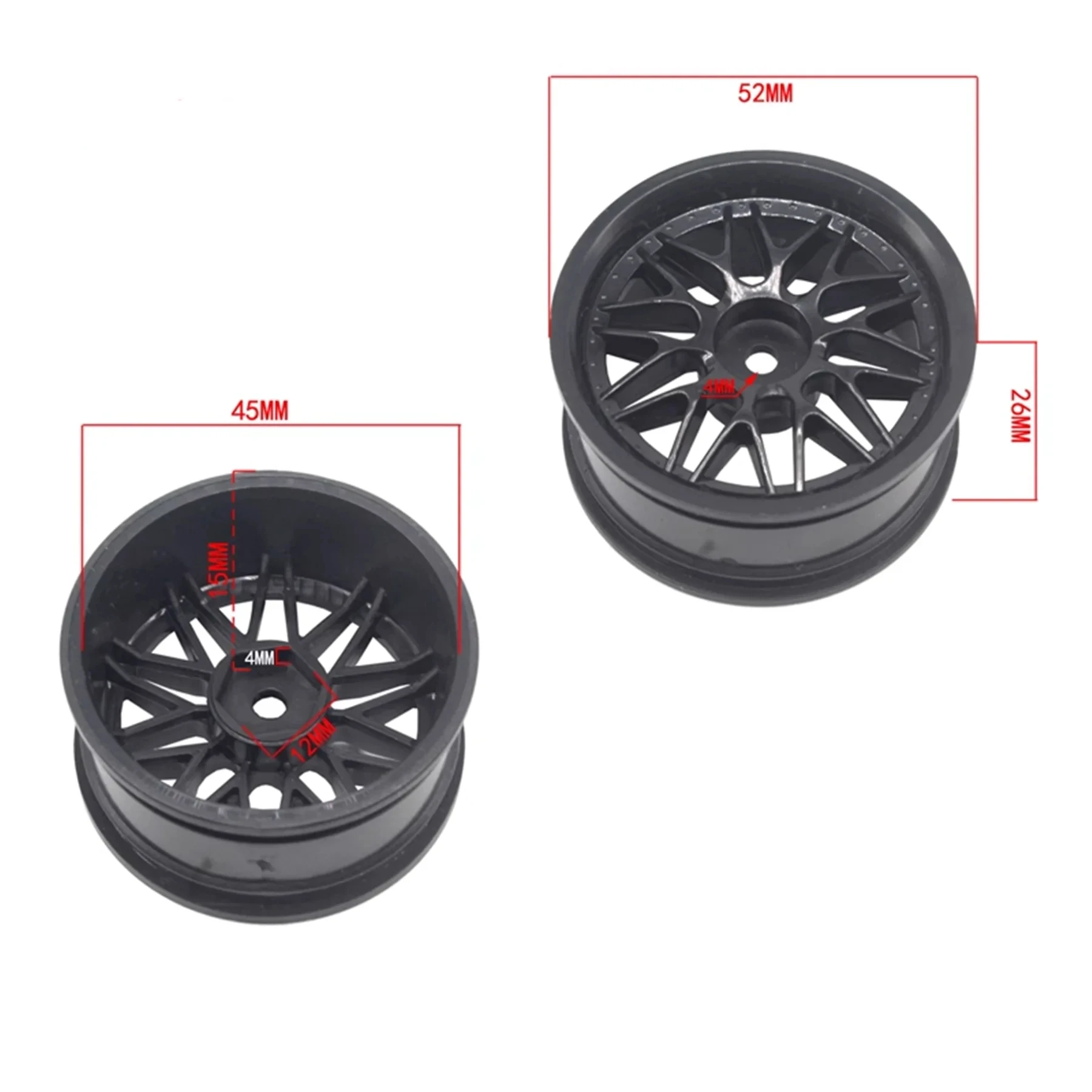 4PCS 52mm For 1:10 flat-running model car - drifting wheel frame electric car racing wheel hub multi-sided wheel